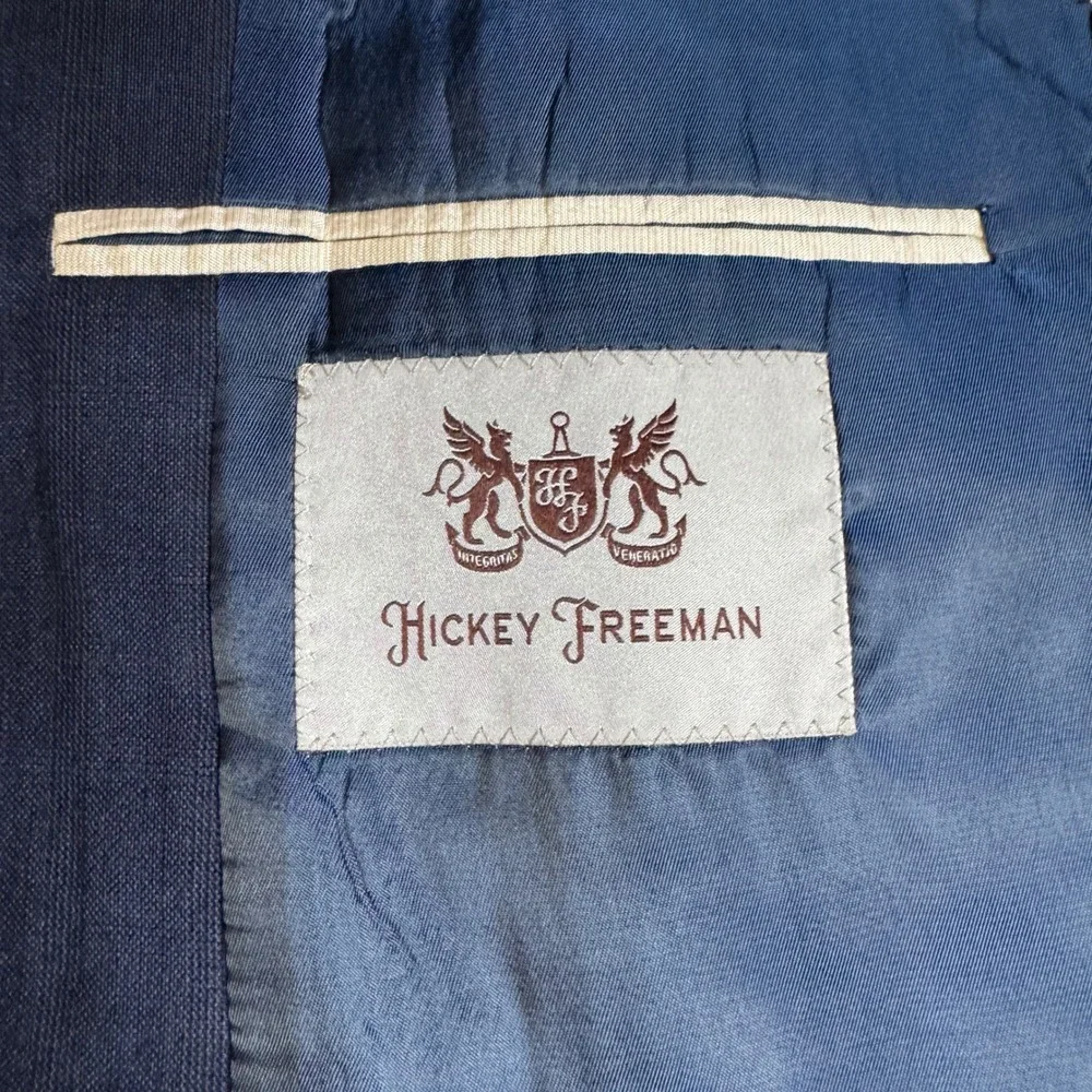 Hickey‎ Freeman Mens Navy Wool Suit Jacket Blazer Size 44S